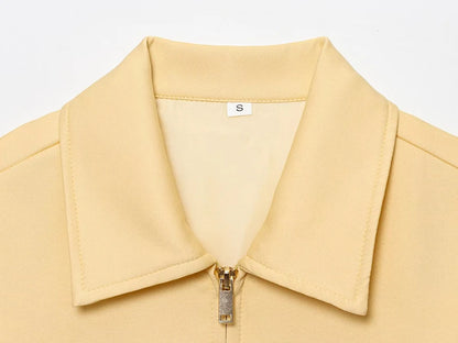 RAFZNB Women's Cropped Jackets Coats Fashion Turn-down Collar Short Sleeve Coats Casual Female Outerwear Chic Tops