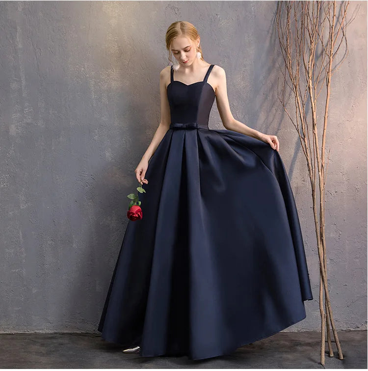 Long Bridesmaid Dress Spring/Summer 2025 New Temperament Satin Bridesmaid Sisters Dress Black Banquet Evening Dress Badiee Stylez