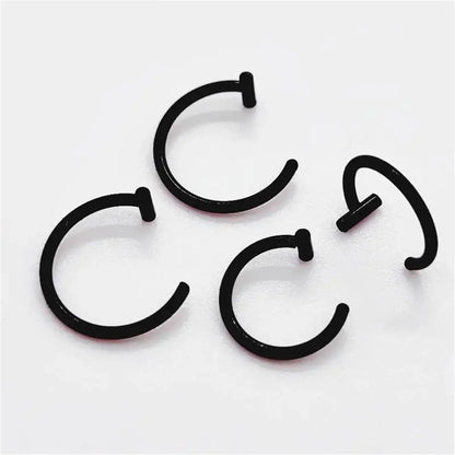 2/4Pcs 18G 316L Stainless Steel Fake Lip Rings for Women Men, Fake Septum Nose Ring Clip On Lip Ring Fake Piercing Jewelry A4-4pcs-Black CHINA