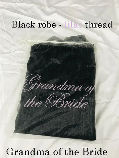 Personalized Embroidered Robe Ruffle Bridesmaids Silk Robes Bride Wedding Day Embroider Kimono Customizable Elements Kimono Robe Grandma