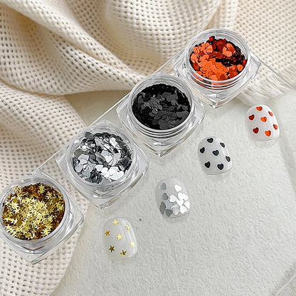 Holographic Laser Star Love Sequins Nail Glitter Gold Silver Sequin Mix Size Paillette DIY Design Nail Art Decorations Tool