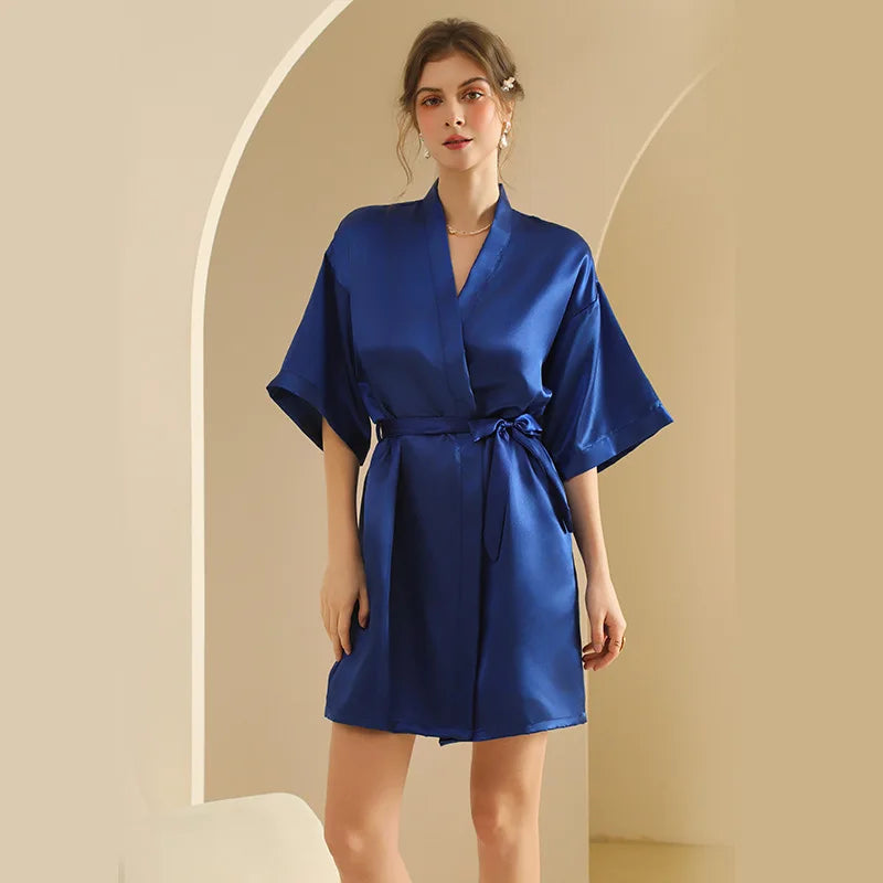 Personalized Text Logo Wedding Bathrobe Bridal Robe Bride Bridesmaid Wedding Robes Woman Bachelorette Hen Party navy blue robe