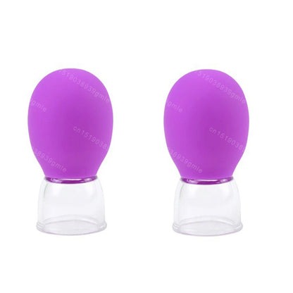 Silicone Face Massager Vacuum Eye Skin Face Lifting Facial Cups Anti Cellulite Jar Anti-Wrinkle Cupping Therapy Beauty Tool 2pc-Rose Red