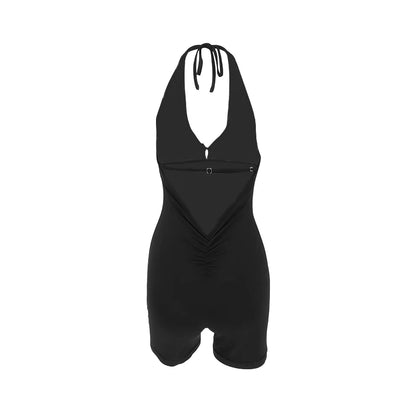 Sexy Women Rompers New Summer Female V-Neck Solid Sexy Up Low Chest Sleeveless Playsuits Casual Bodycon Club Party Female Romper