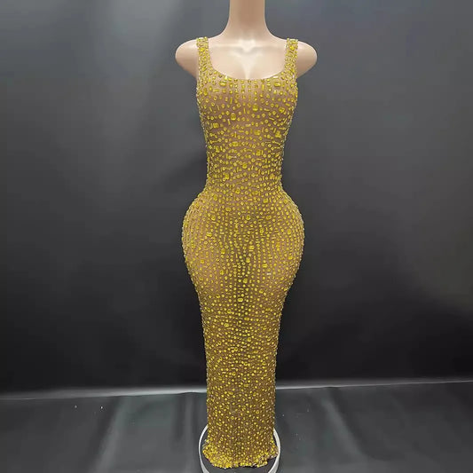 Diamonds Wedding Dress for Women Goddess Senior Photoshoot Props Homecoming Celebrate Birthday party dress New Year's Dress Gold