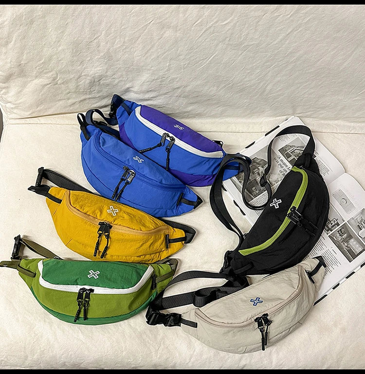 Casual Waterproof Chest Bags Large Capacity Crossbody Bags Korean Fashion Waist Bag Fanny Pack for Women Men's Travel Bag Banana