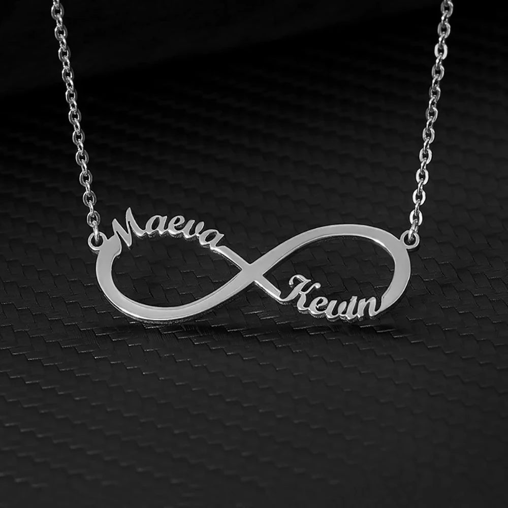 Custom Double Heart Two Names Infinity Necklaces For Women Stainless Steel Customized Necklace Pendant Personalized Jewelry Gift Badiee Stylez