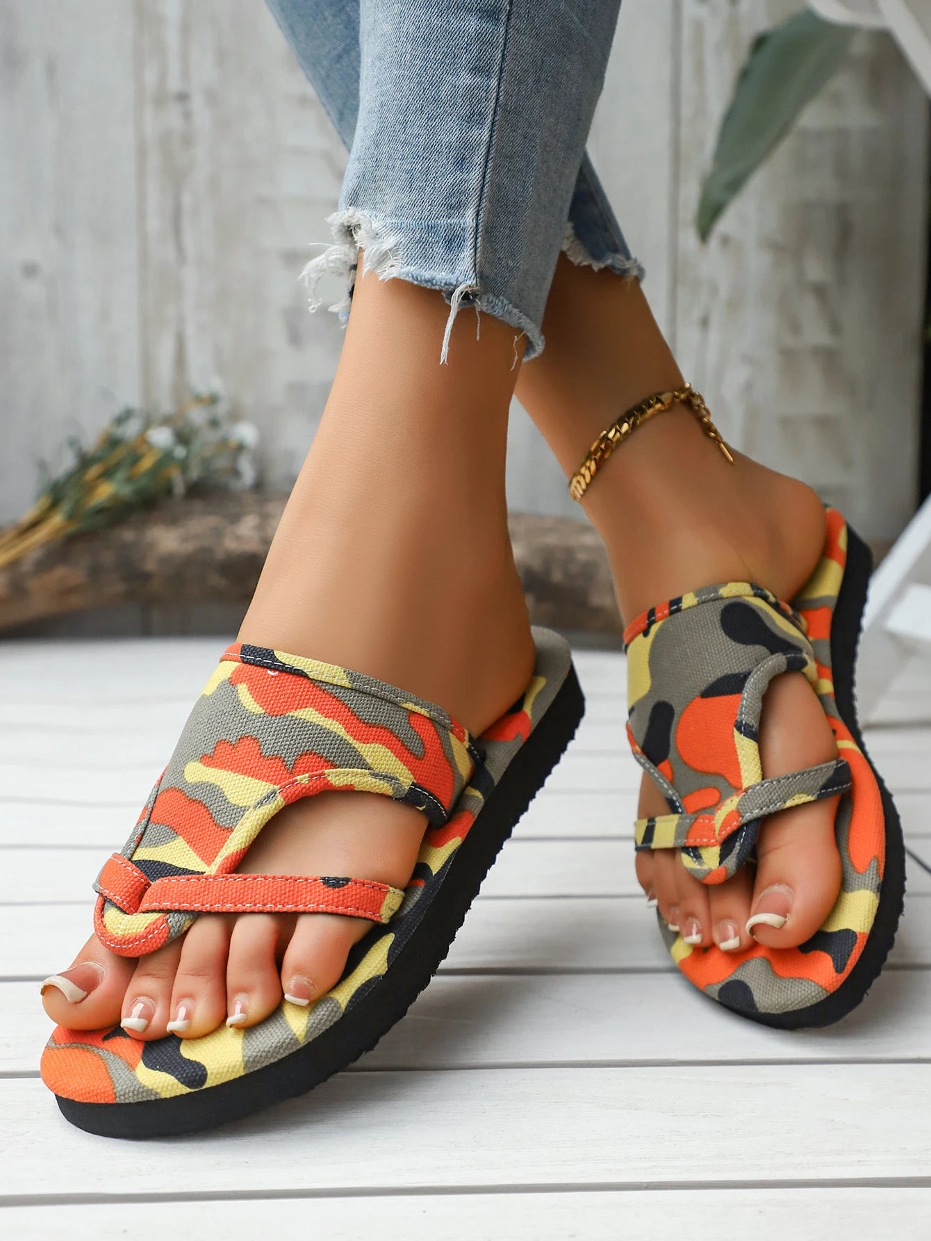 2025 Summer Women Slippers Platform Sandals Fashion Open Toe Shoes Slip on Colorful Beach Shoe Ethnic Style Lightweight Slippers