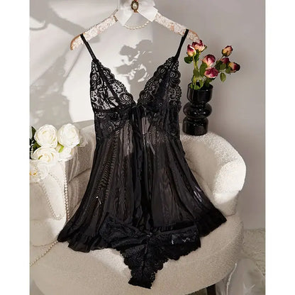 Soft Sheer Nighty Pajamas Hotselling Nightgowns Dark Green Halter Dress Women Sleepwear Sexy Bra Plus Size Nightdress Thong Sets Badiee Stylez