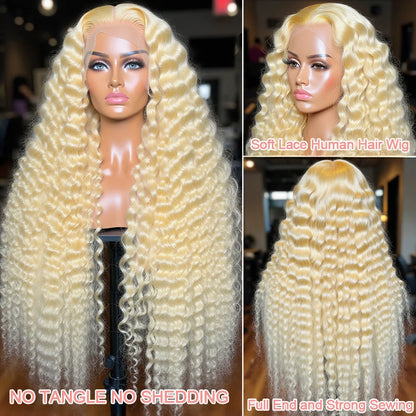 613 Blonde HD Lace Frontal Wig 13x4 13×6 Deep Wave Lace Front Human Hair Wig Colored Curly Wigs Water Wave Wigs For Women ﻿ ﻿ Badiee Stylez