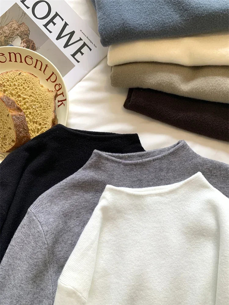 2025 Women Turtleneck Knitted Pullovers Solid Sweater Harajuku Korean Soft Warm Knitwear Autumn Winter Fashion Slim Jumpers Tops Badiee Stylez