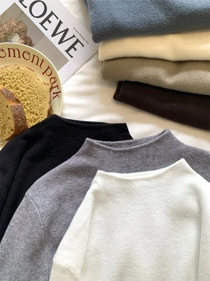 2025 Women Turtleneck Knitted Pullovers Solid Sweater Harajuku Korean Soft Warm Knitwear Autumn Winter Fashion Slim Jumpers Tops Badiee Stylez