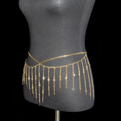 Festival Women's Metal Body Jewelry Sexy Fashion Belly Chain Tzitzit  Stars Waist Chain Birthday Party Daily Wear Accessories Badiee Stylez