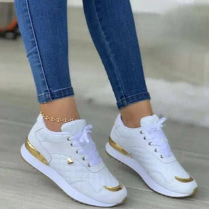 2023 Women Sneakers Mesh Patchwork Lace Up Ladies Flats Outdoor Running Walking Shoes Comfortable Breathable Female Footwear WHITE