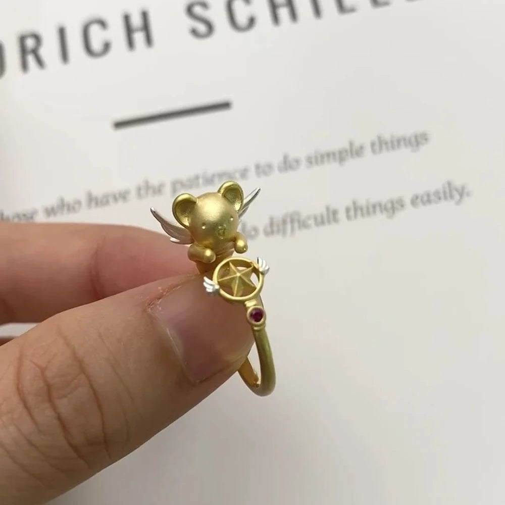 Anime Card Captor Sakura KINOMOTO SAKURA CERBERUS Cosplay Ring Girl Kawaii Cartoon Rings Jewelry Accessories Christmas Gift B resizable