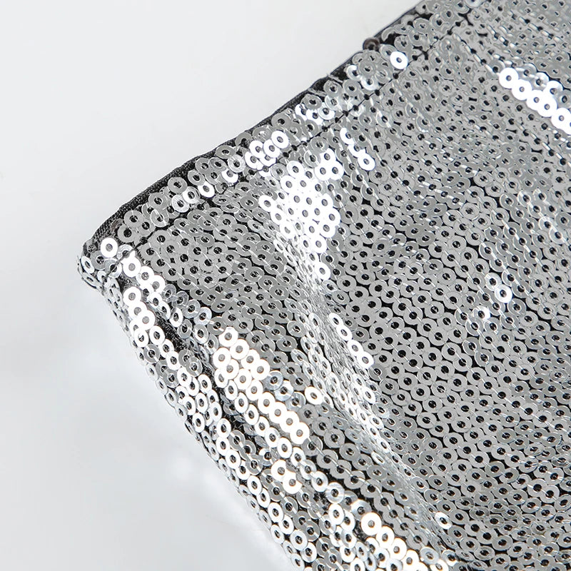 CIBBAR Party Style Skinny Sequin Shorts Solid Low Rise Slim-fitting Short Pants for Women y2k Aesthetic Streetwear Shorts Summer