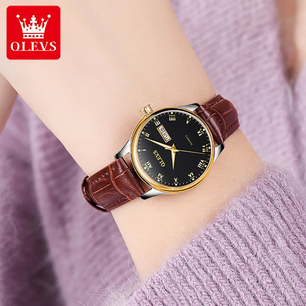 OLEVS Brand Belt Style Double Calendar Quartz Women's Watch 5582