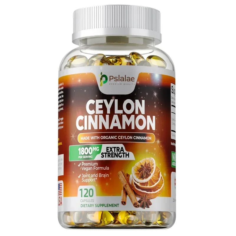 Ceylon Cinnamon - Supports Healthy Circulation, for Heart, Joint & Brain Health, Boosts Immunity, Improves Energy Levels 120 Capsules