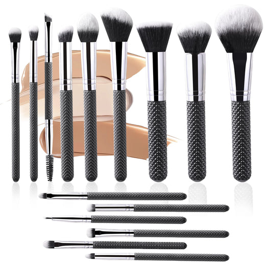 15 piece set of thread brush handle design makeup brush powder blusher contour brush eye shadow brush set professional makeup to black