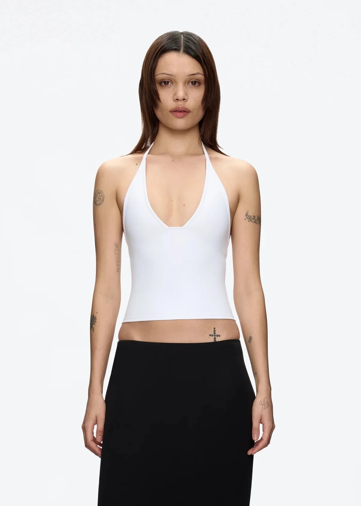 Tank triangle cup halter V-neck backless crop top Hayley's same style strappy top low-cut backless top