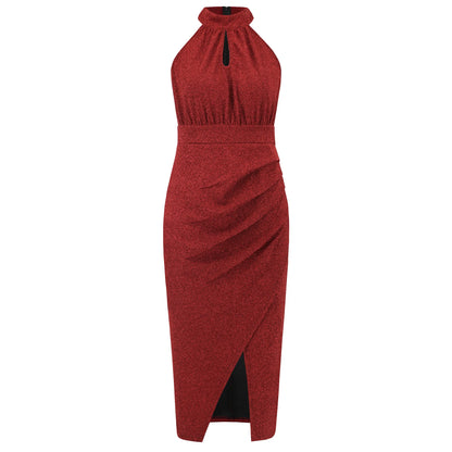 VigoCasey 2025 Female Sleeveless Evening Party Dress Women Summer Solid Bodycon Dress Sexy Lady Stand-up Collar Tight Dresses Red