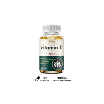 Vitamin E Capsules - Facial Care, Skin, Heart Health, Anti-Aging, Antioxidant 30 Capsules