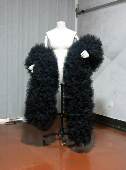 Fashion Stage ball party Club fluffy Ruffle edge tulle boas shawl cape wraps tippet cappa opera cape wedding accessory Badiee Stylez