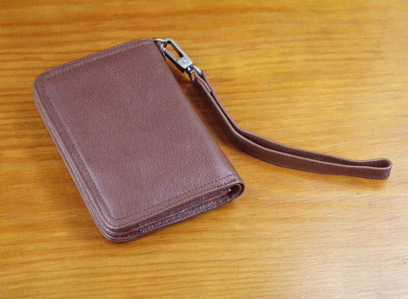 Vintage Genuine leather wallet Men leather long wallet men purse clutch bag male money clips zip around money bag card holder