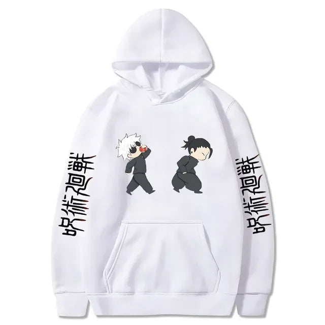 Jujutsu Kaisen Anime Hoodies Cartoon Satoru Gojo Cute Print Men Women Pullovers Autumn Winter Casual Plus Size Sweatshirts Hwhite