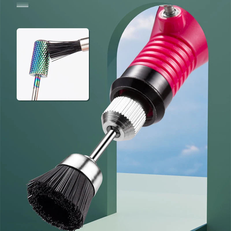 Nail Drill Bit Cleaning Brush Manicure Grinding Head Dual Brush Electric Drills Copper Wire Drill Brush Cleaner Nail Art Tools