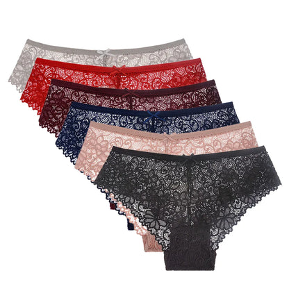 5 PCS/Set Mesh Briefs M-2XL Lace Panties Sexy Transparent Underwear Low Rise Panties Girls Intimates Lingeri Badiee Stylez