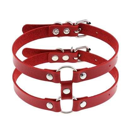 DIEZI Men Harajuku Red PU Leather Necklace Choker Women Ladies Punk Gothic Vintage Statement Collar Pendant Necklace New Jewelry