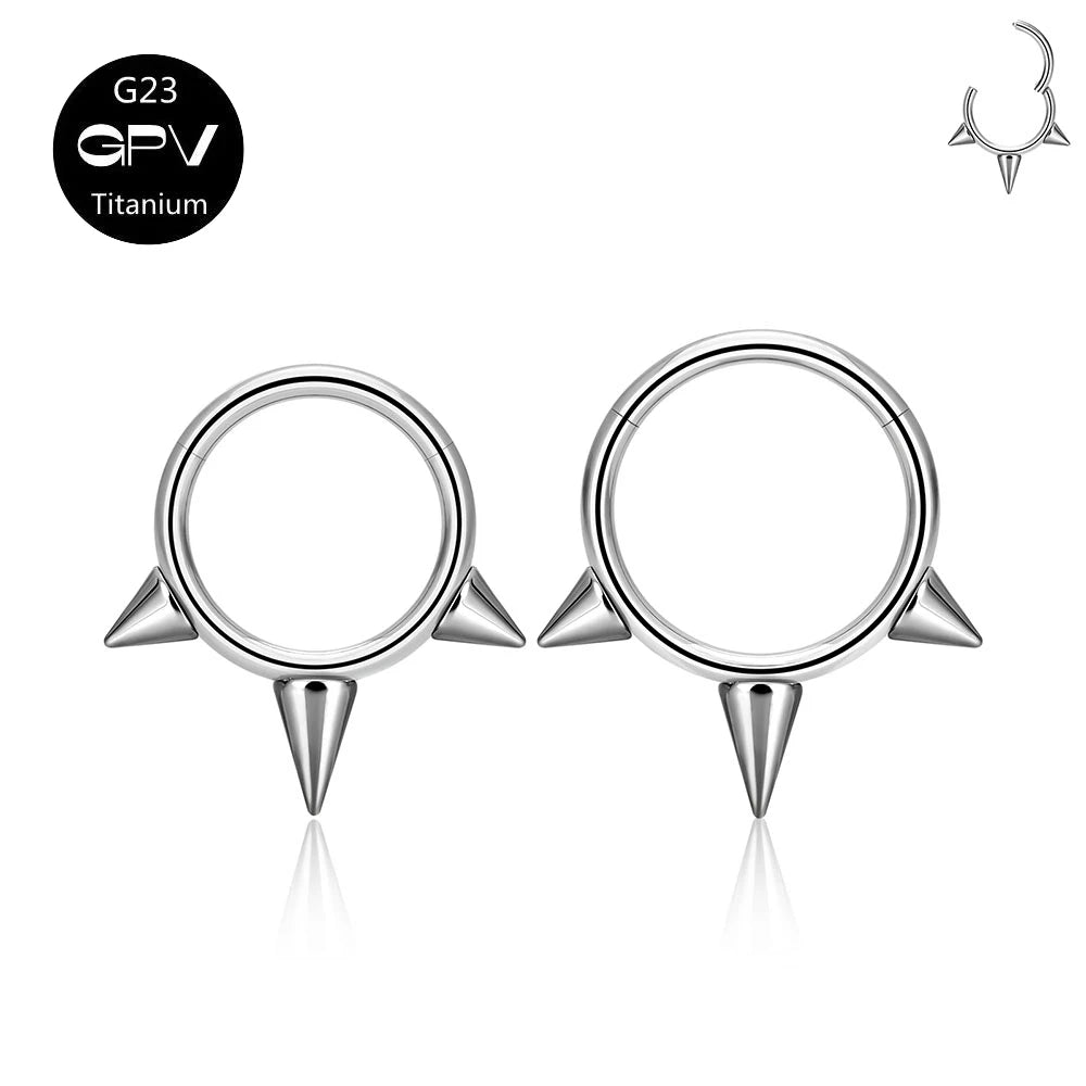 G23 Titanium Nasal Septum Ring Welding Pointed Vertebrae Punk Nasal Ring Puncture Jewelry Men And Women's Earrings