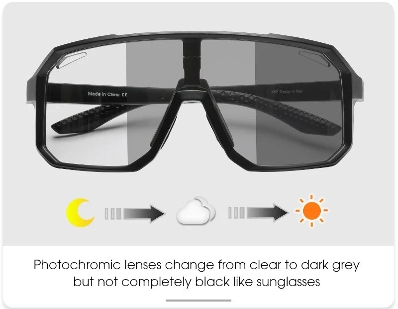 SCVCN Outdoor Photochromic Cycling Glasses Bike Sunglasses Men UV400 Eyewear Sports MTB Goggles Bicycle Riding Women Hiking New