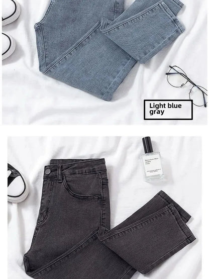 New 2020 Autumn Jeans Women's High-Waisted Slimming Cropped Pants Trendy Student Versatile Straight Legs Smooths Your Silhouette