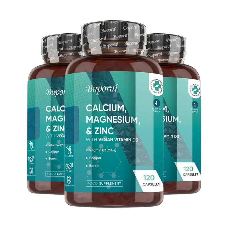 Calcium, Magnesium, Zinc and Vitamin D Supplement - Supports Immune System and Bone Health and Enhances Nutrient Absorption 120 Capsule-3bottles