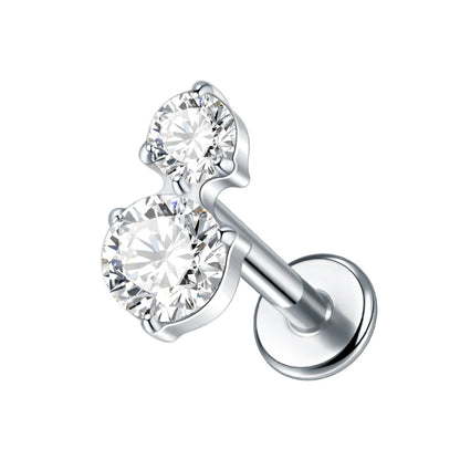 1PC Titanium Zircon Star Flower Labret Piercing for Women Cartilage Tragus Daith Helix Stud Earring Body Jewelry TC174-1 1.2x8mm