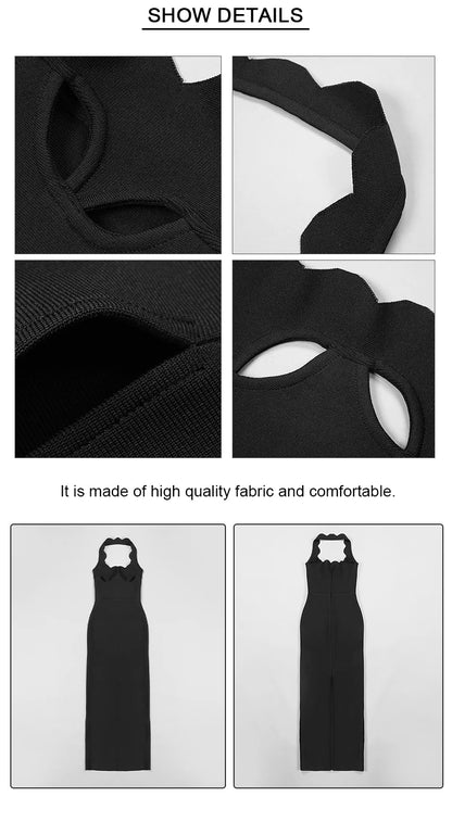 VC Black Halter Elegant Dress For Women 2022 New Summer Evening Party Celebrity Bodycon Long Dress Vestido