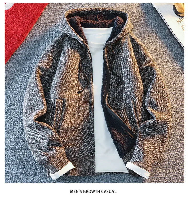 Classic Men's Knitted Sweater Cardigan Hooded Jackets Casual Streetwear Full Zip Cardigans Jackets Coat Badiee Stylez