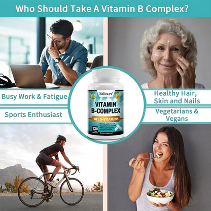 Vitamin B Complex - Supplement to support immune system, nerve health, energy and metabolism, mood support
