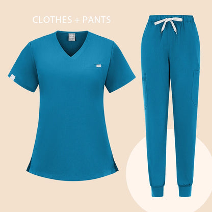 HZMNOI Thick Highquality Suit Unisex Pharmacy Nursing Hospital Doctor's Work Clothes Dental Clinic Beauty Salon Surgical Clothes Badiee Stylez