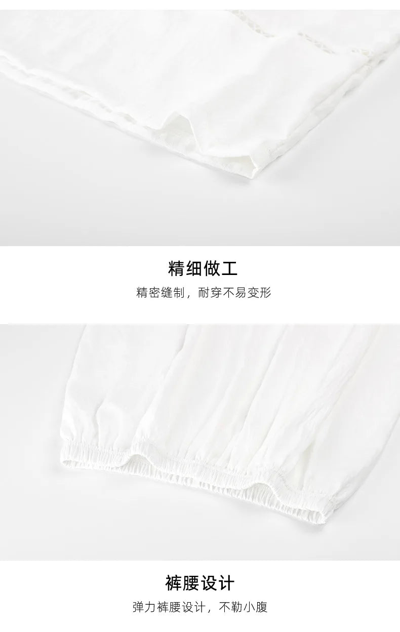 Women's Sexy Pajamas Set V-Neck Strap Suit Elegant Minimalist Faux Cotton Bow Sleeveless Top Long Pants Sleepwear Bra Pads