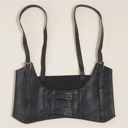 Women's Waist Belt Underbust Corset PU Leather Adjustable Punk Cummerbund Corset Wide Belts Dress Costume Waistband Cincher 1PC