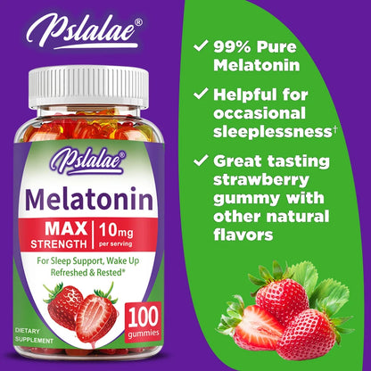 Melatonin Gummies 10 Mg - Fall Asleep Naturally, Fight Insomnia, Support Immunity, and Improve Rest Quality