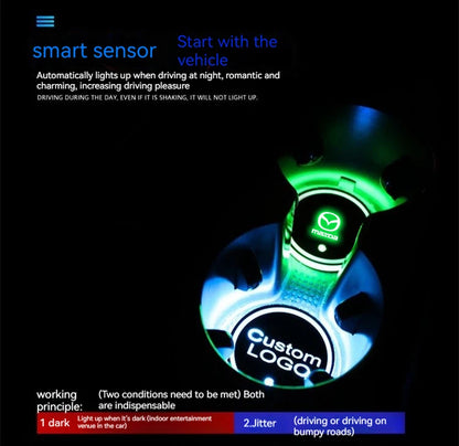 2PCS Car LED Water Cup Mat Drink Holder For Mazda MS Speed CX4 Atenza Axela MX5 CX7 CX5 CX9 RX8 CX30 Bt50 Badiee Stylez