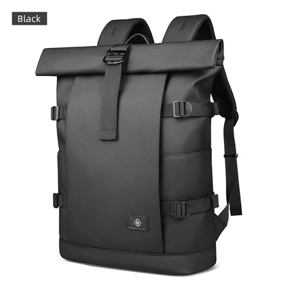 HcanKcan Expandable Roll Top Backpack Large Capacity Travel Outdoor Backpack Waterproof 17” Laptop Backpack Travel Camping Bags Black