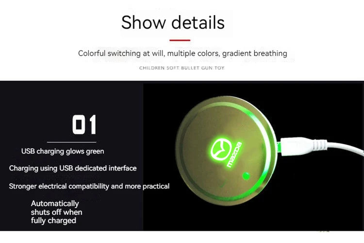 2PCS Car LED Water Cup Mat Drink Holder For Mazda MS Speed CX4 Atenza Axela MX5 CX7 CX5 CX9 RX8 CX30 Bt50 Badiee Stylez