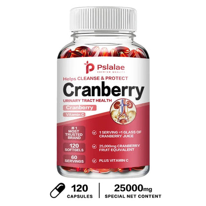 Organic Cranberry Capsules - Rich Vitamin C, Healthy Bladder, Fast Detoxification, Supports Urinary System Health, Antioxidant 120 Capsules