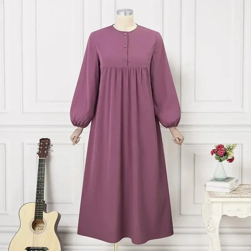 Stylish Casual Robe Bubble Sleeve Dress