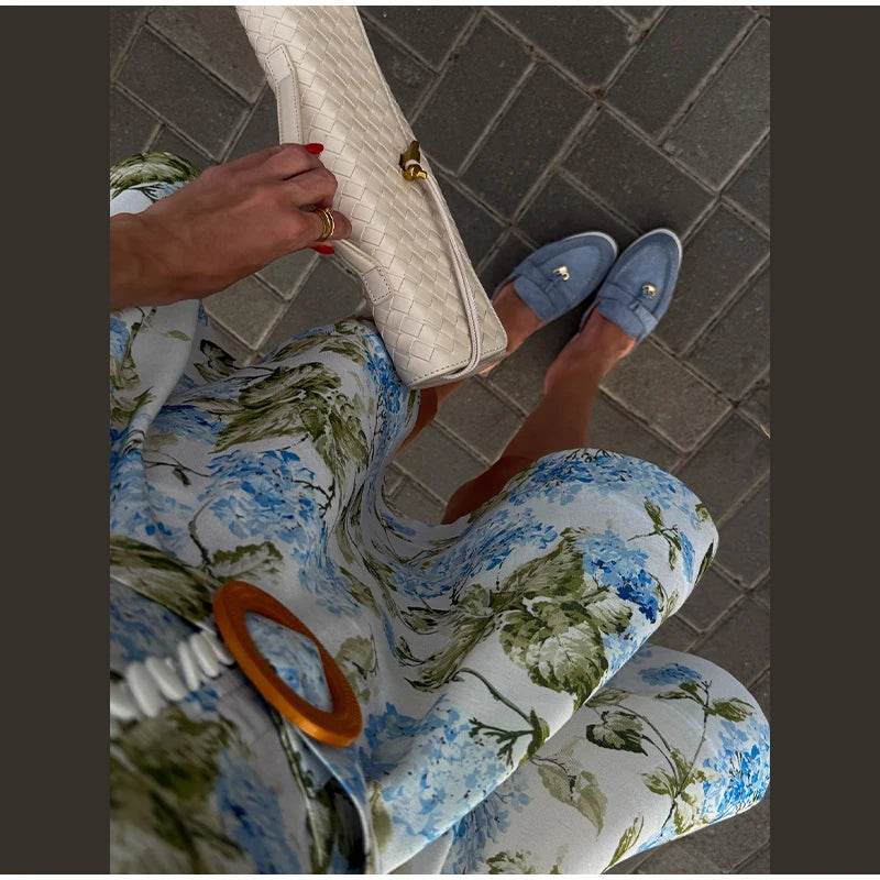 Women Floral A-line Mini Dress Short Sleeve Button-front Stand Collar Belted 2025 Summer Elegant Vestido Ladies Chic Party Dress